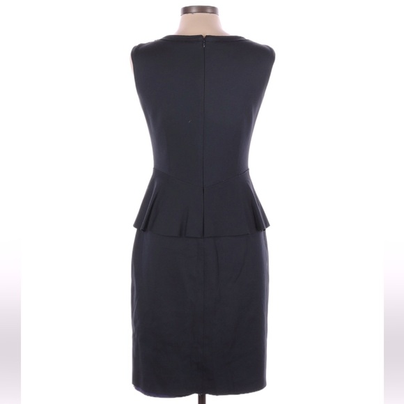 Tahari Sleeveless Peplum Navy Blue Dress with Denim-Like Fabric, Size 2 - Picture 2 of 9